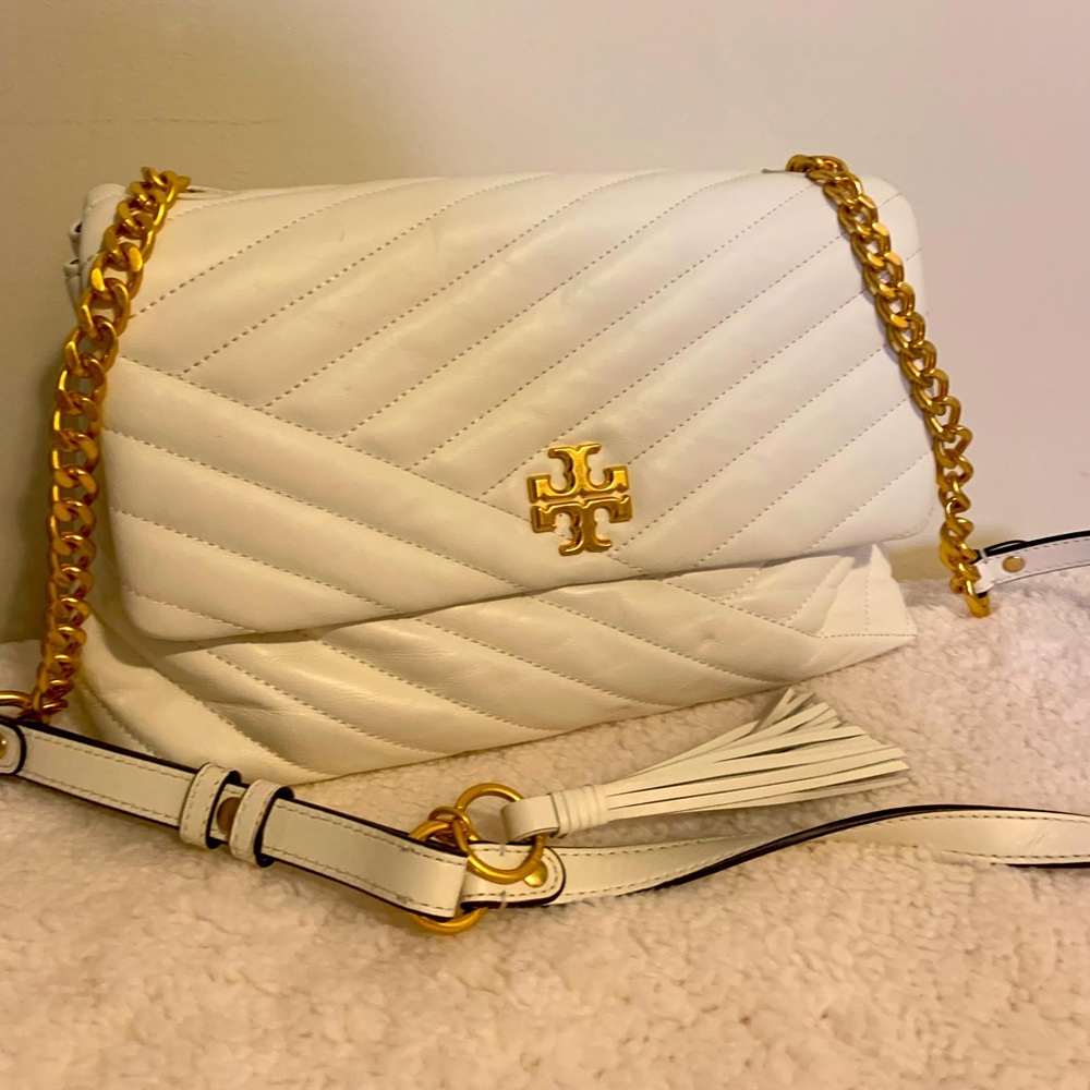 White Tory Burch Chevron Crossbody